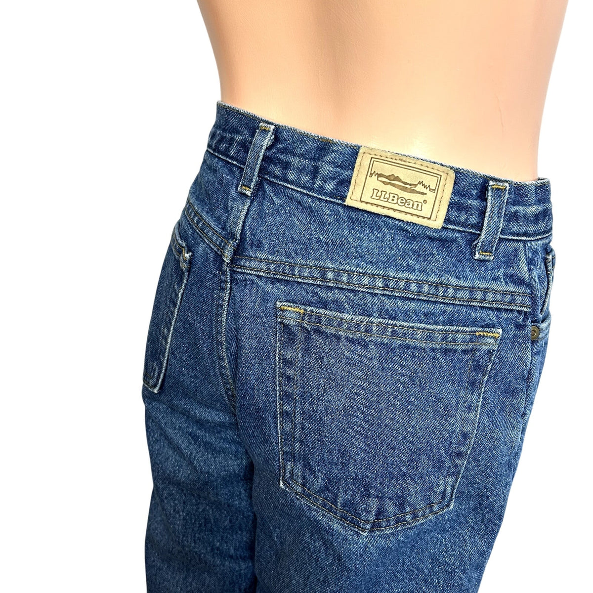VTG 90s LL Bean 27 Blue Fleece Lined Denim Jeans Double L High Rise Warm USA
