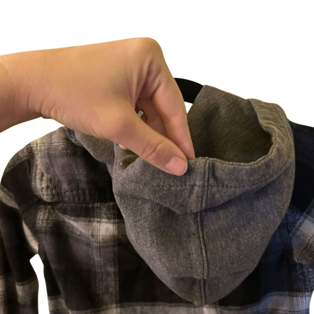 Wonder Nation Boys 8 Gorpcore Hooded Flannel Shirt Plaid Grunge Utility Layer