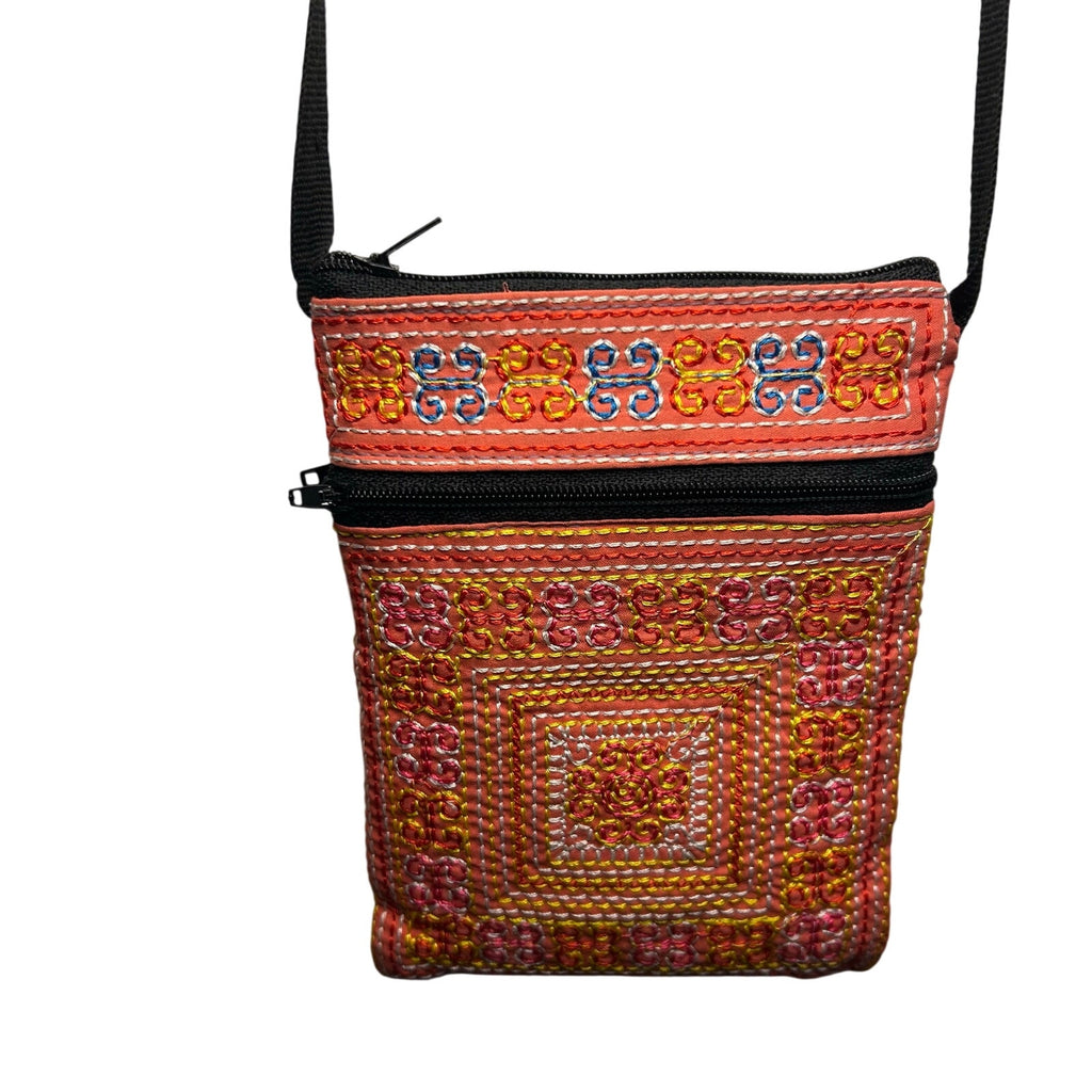 Hmong Embroidered Crossbody Pouch Bag Boho Whimsigoth Paj Ntaub Passport Purse