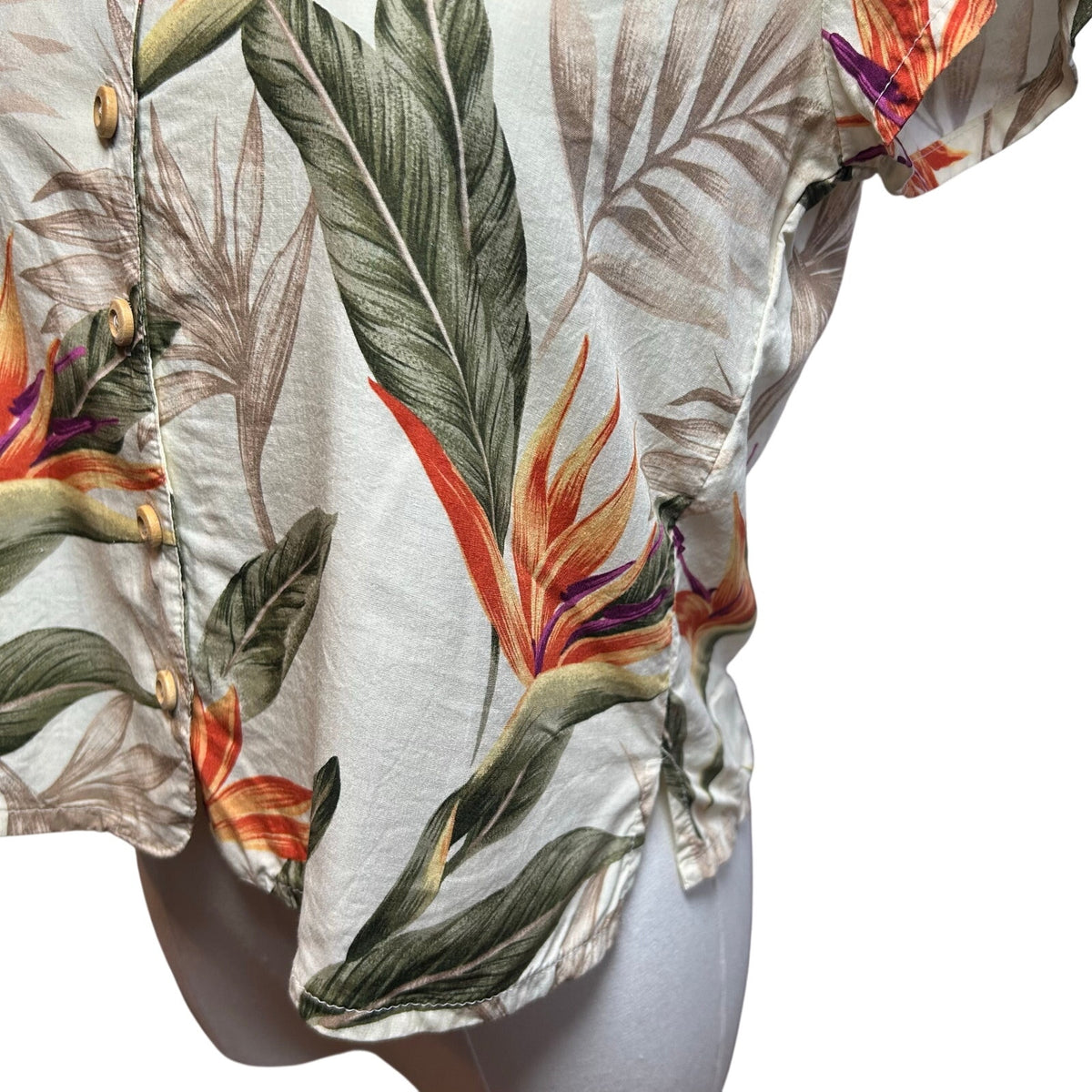VTG Paradise Found Bird of Paradise Rayon Crop Top Made in Hawaii XS