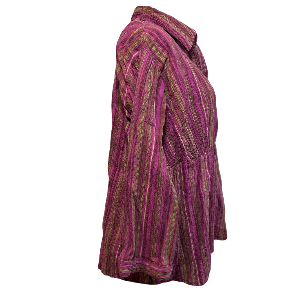 Christopher & Banks XL Purple Striped Seersucker Tunic Boho Casual Top