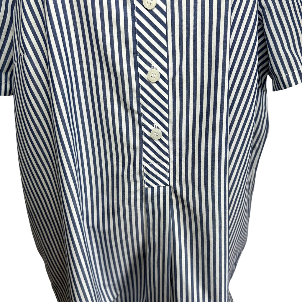 Tommy Hilfiger Blue White Striped Ruffle 14 Shirt Dress Cotton Coastal Preppy