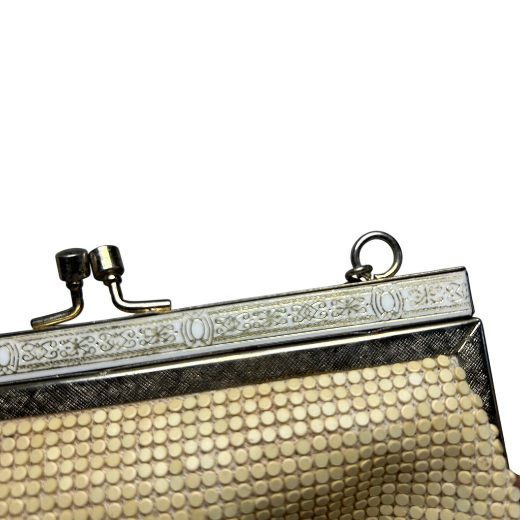 VTG 60s Off White Beaded Evening Bag Ornate Clasp Hong Kong Coquette Glam Retro