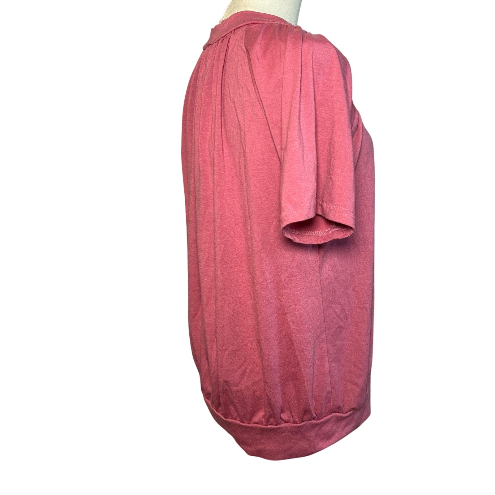 NWT Dokotoo Pink Slub Jersey Cinched V-Neck Top Small Casual Loungewear Boho