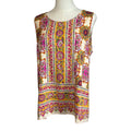 Boho Multicolor Print Rayon Sleeveless Top Large Indie Retro Casual Loungewear