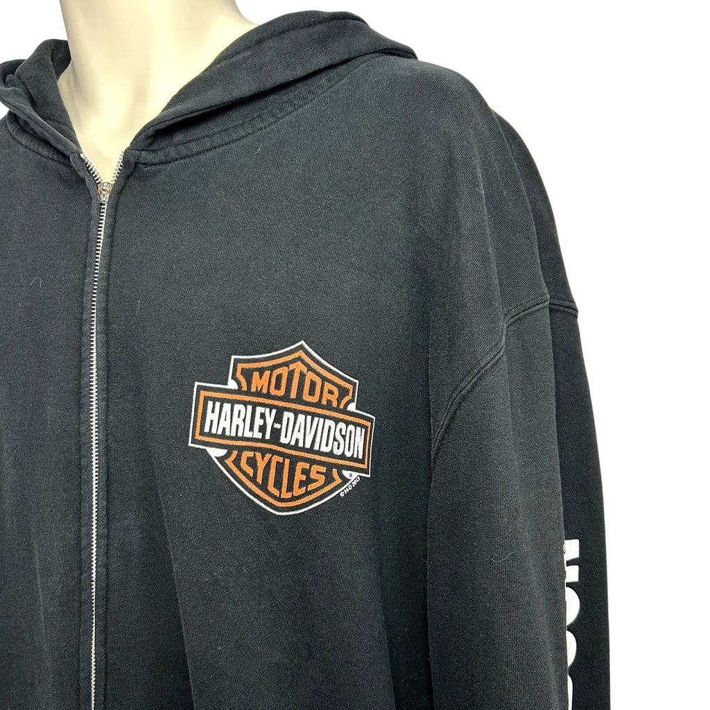 Harley-Davidson XL House of Harley 2013 Black Graphic Full Zip Biker Hoodie