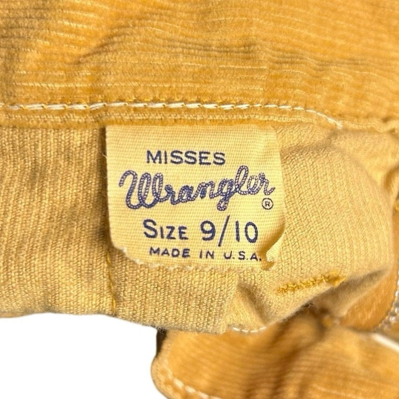 VTG 70s Wrangler Mustard Gold Corduroy Mini Skirt Petite XXS Western Boho Retro