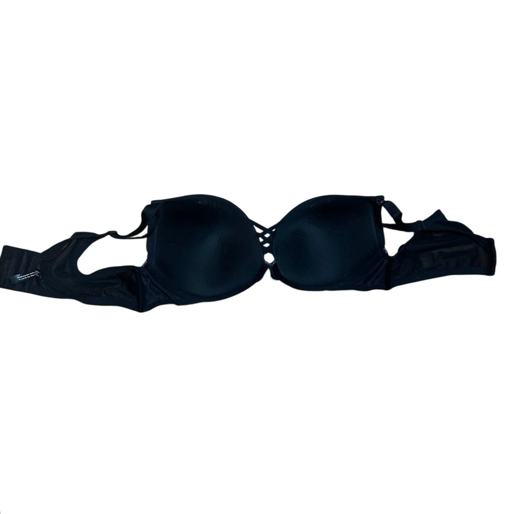Torrid Curve Black Floral Mesh 360 Back Smoothing Push-Up Plunge Bra 44D Goth