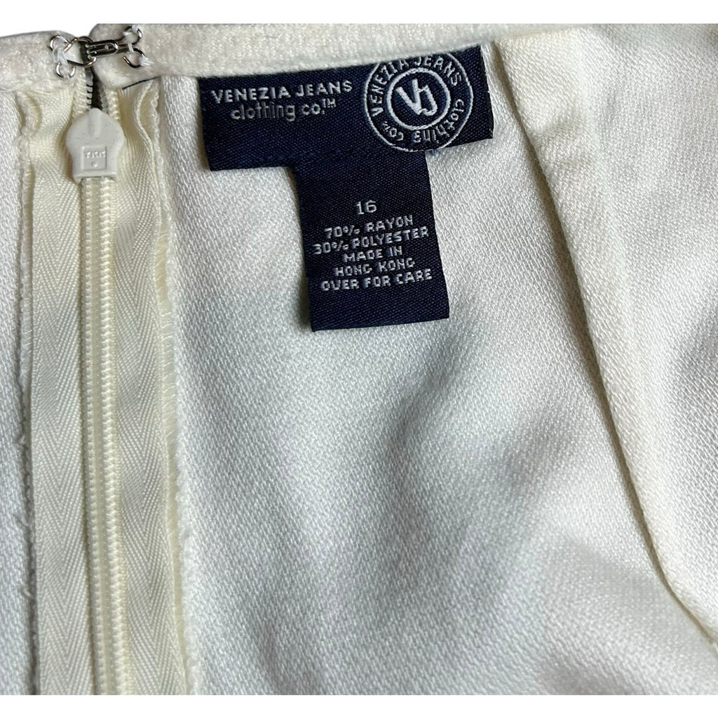 VTG 90s Venezia White Black Embroidered Mini Skirt Plus 16 XL Grunge Retro Y2K