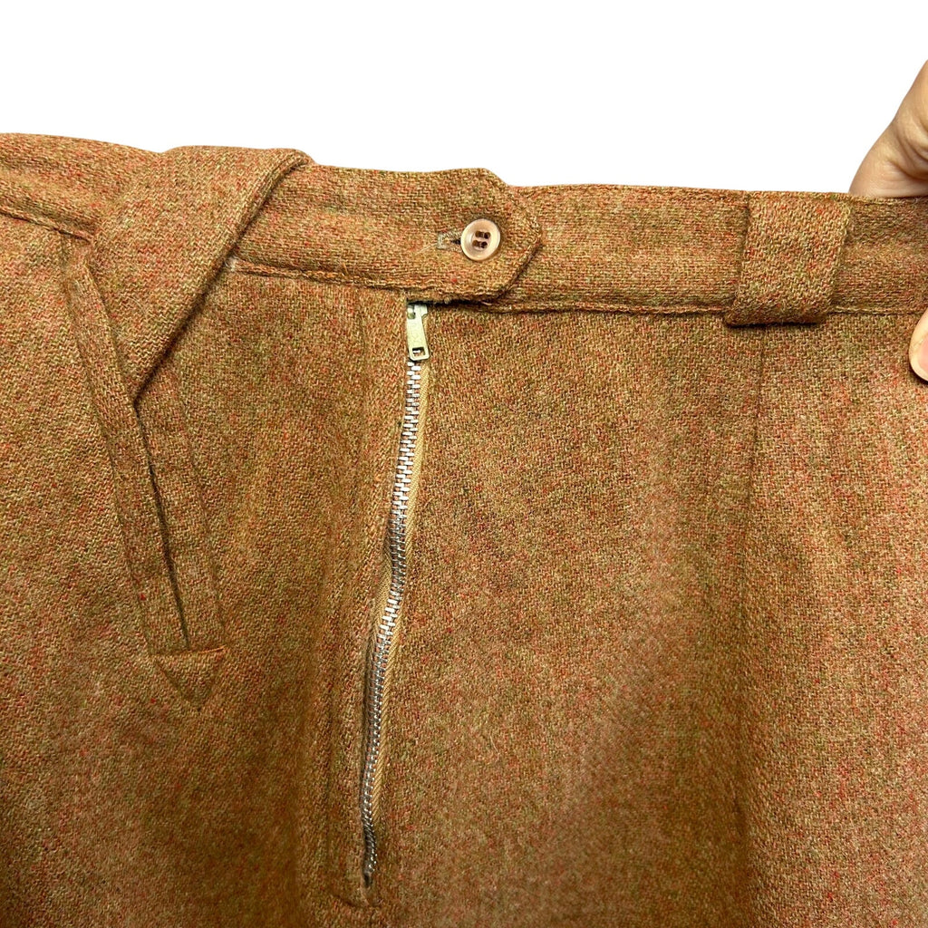 VTG 40s Brown Tweed Pencil Skirt Petite XS Dark Academia Preppy Pockets