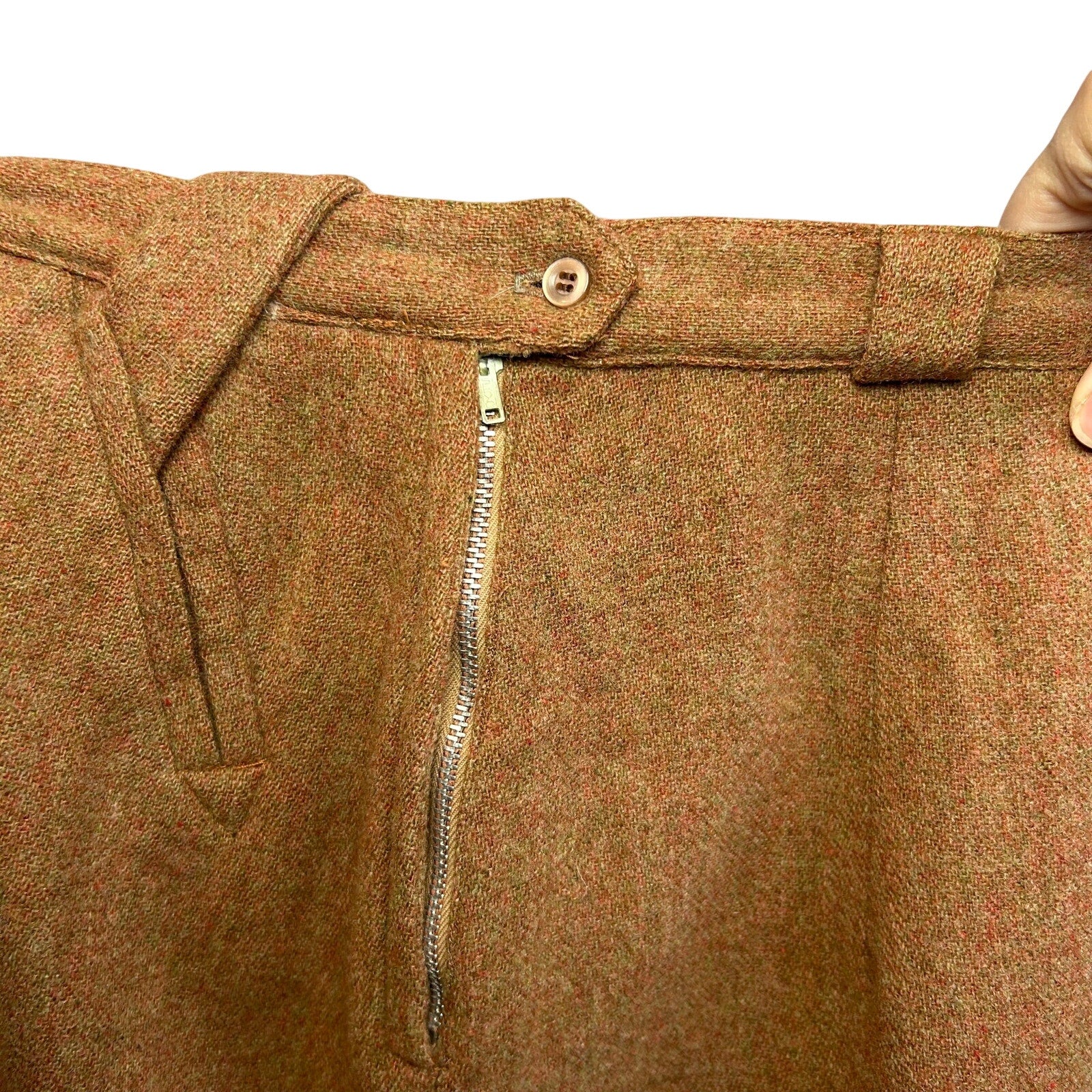VTG 40s Brown Tweed Pencil Skirt Petite XS Dark Academia Preppy Pockets