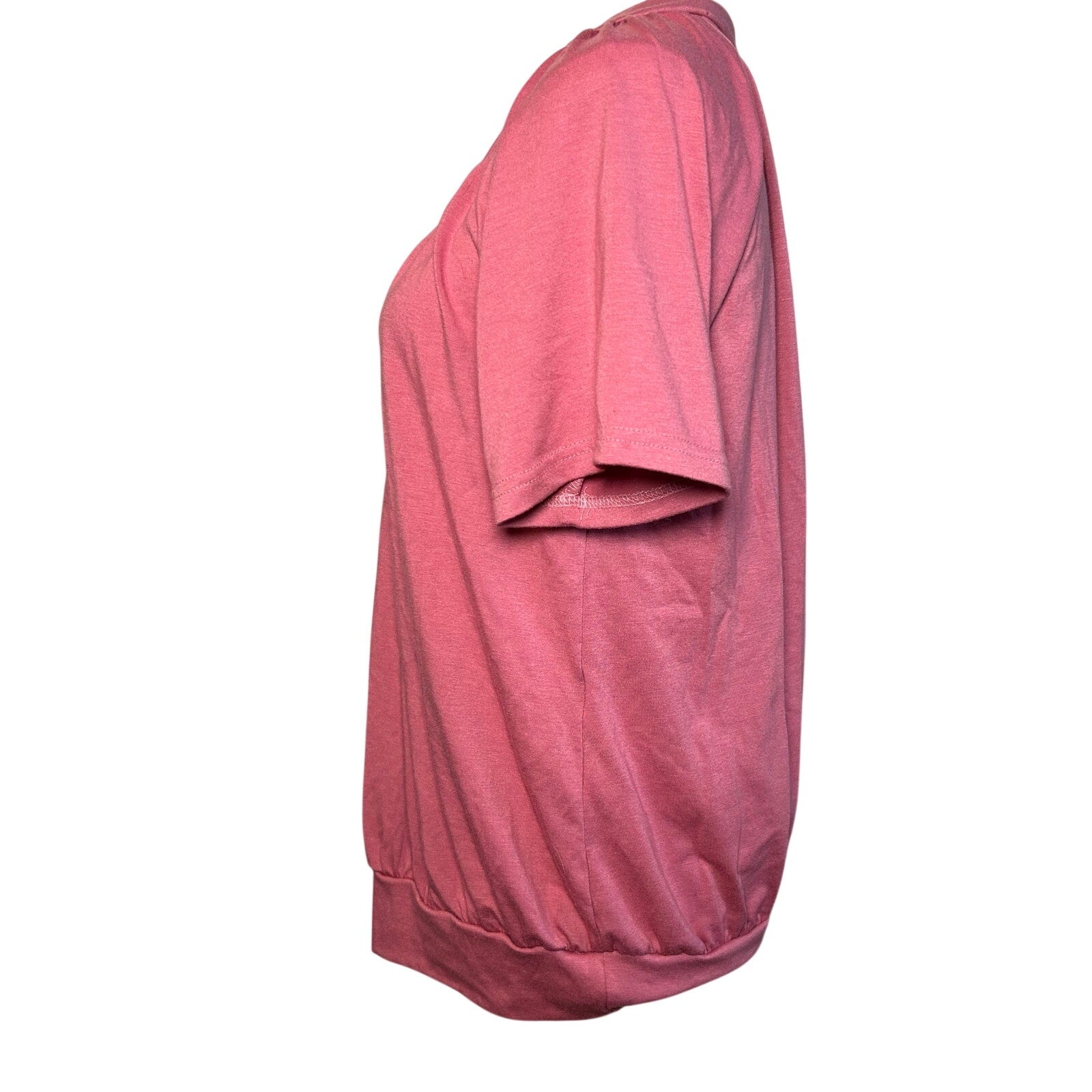 NWT Dokotoo Pink Slub Jersey Cinched V-Neck Top Small Casual Loungewear Boho