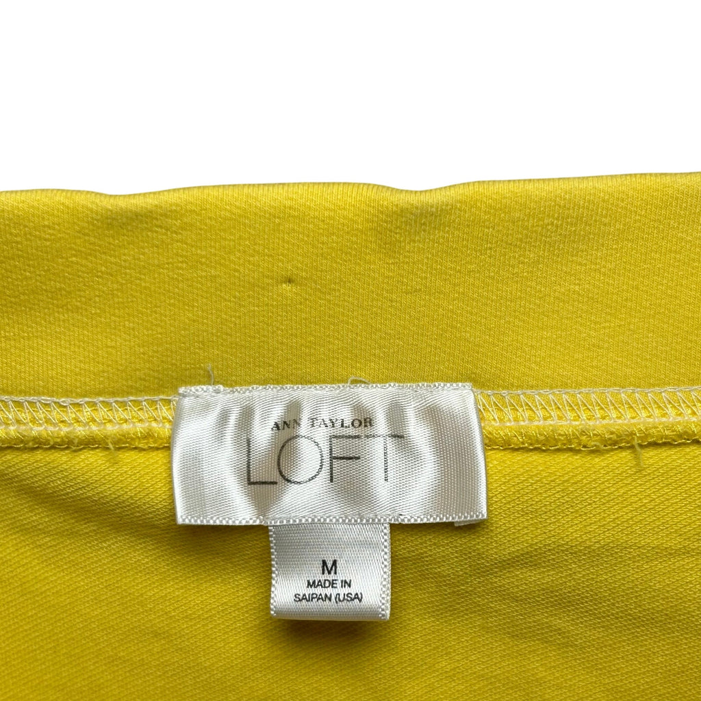 VTG Y2K Ann Taylor LOFT Knit Yellow M Mini Skirt Preppy Retro Casual Tennis