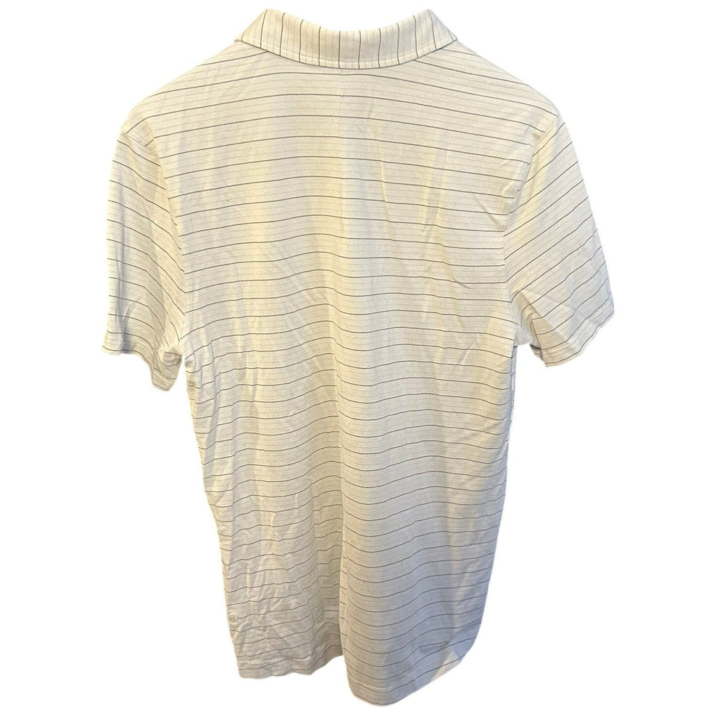 Athleisure Striped Short Sleeve Polo Shirt Grey White Size Small 19x29