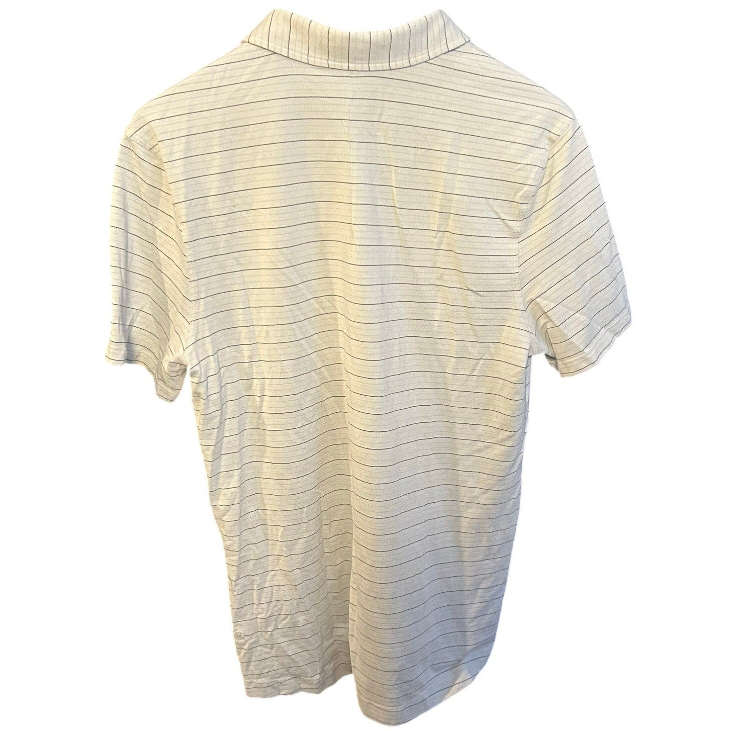 Athleisure Striped Short Sleeve Polo Shirt Grey White Size Small 19x29