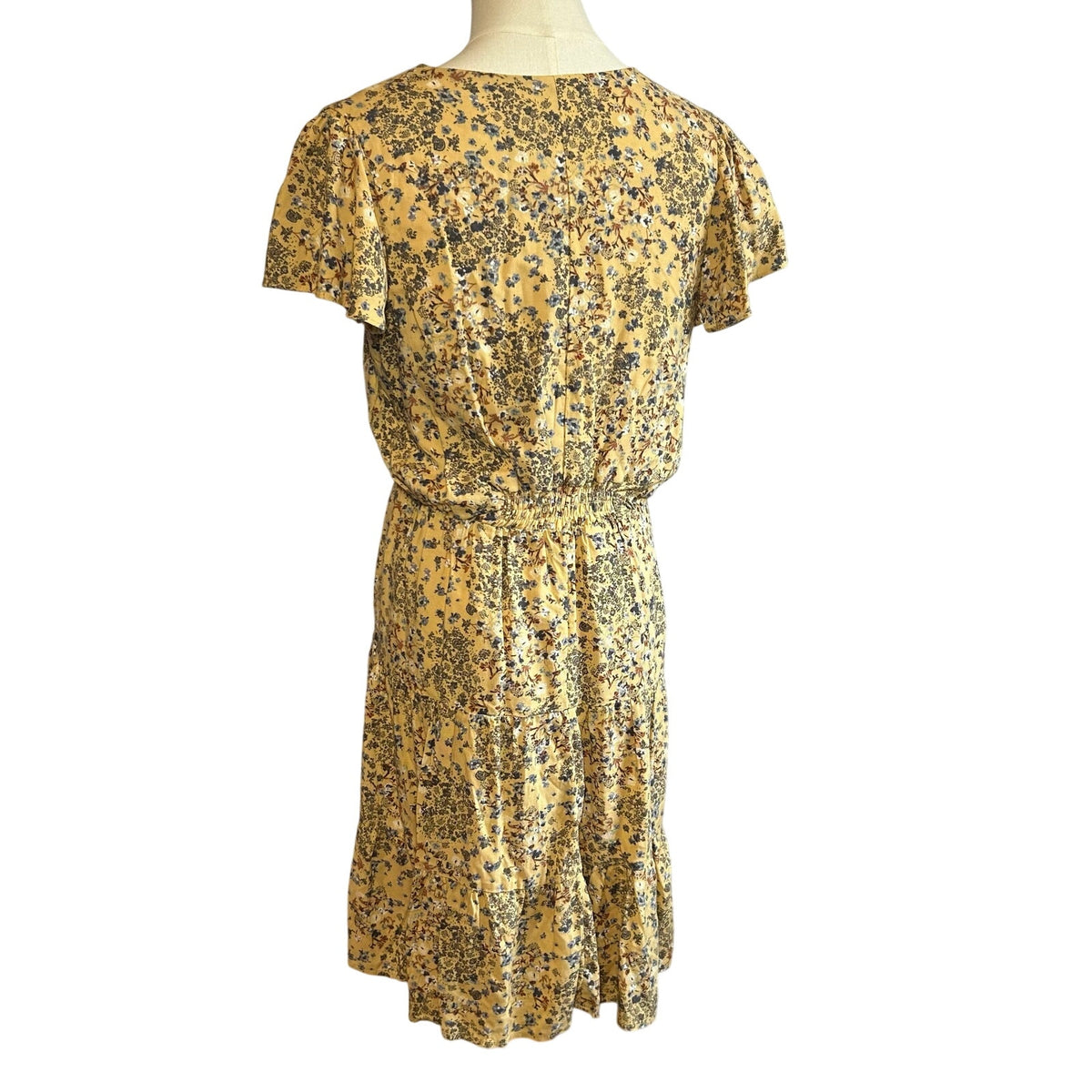 Maurices Yellow Multicolor Rayon Midi Dress Small Cottage Boho Casual Preppy