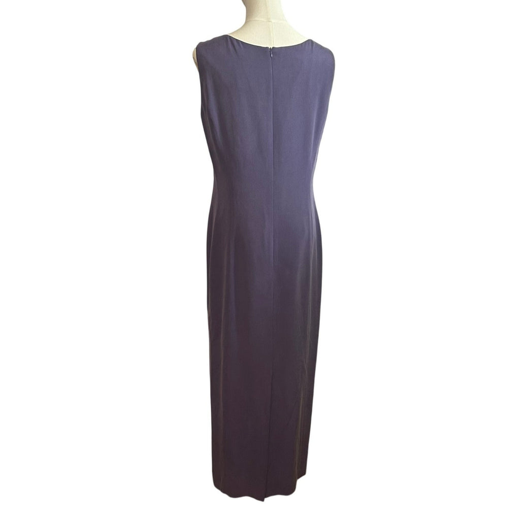 YL Yansi Fugel Purple Matte Crepe Column Maxi Dress Size 12 90s Minimalist Y2K