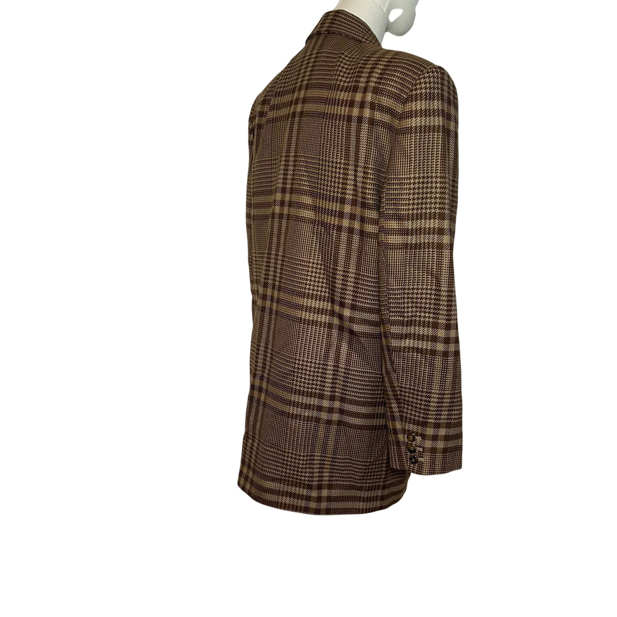 VTG 70s Liz Claiborne Wool Brown Plaid Blazer L Preppy Grunge Dark Academia