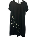 VTG Stonebridge Daisy Embroidered Shift Dress Black Sz 8 Linen Blend Whimsygoth