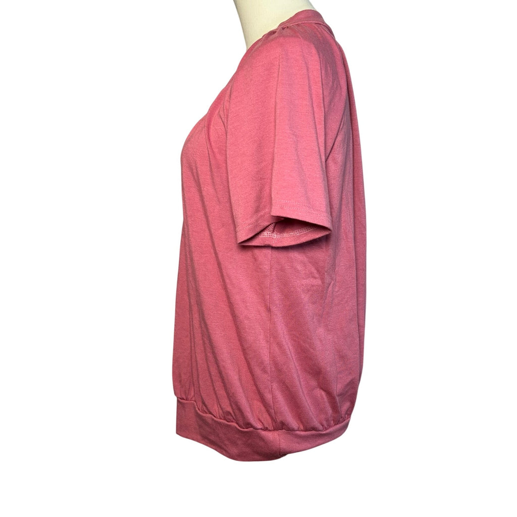 NWT Dokotoo Pink Slub Jersey Cinched V-Neck Top Small Casual Loungewear Boho