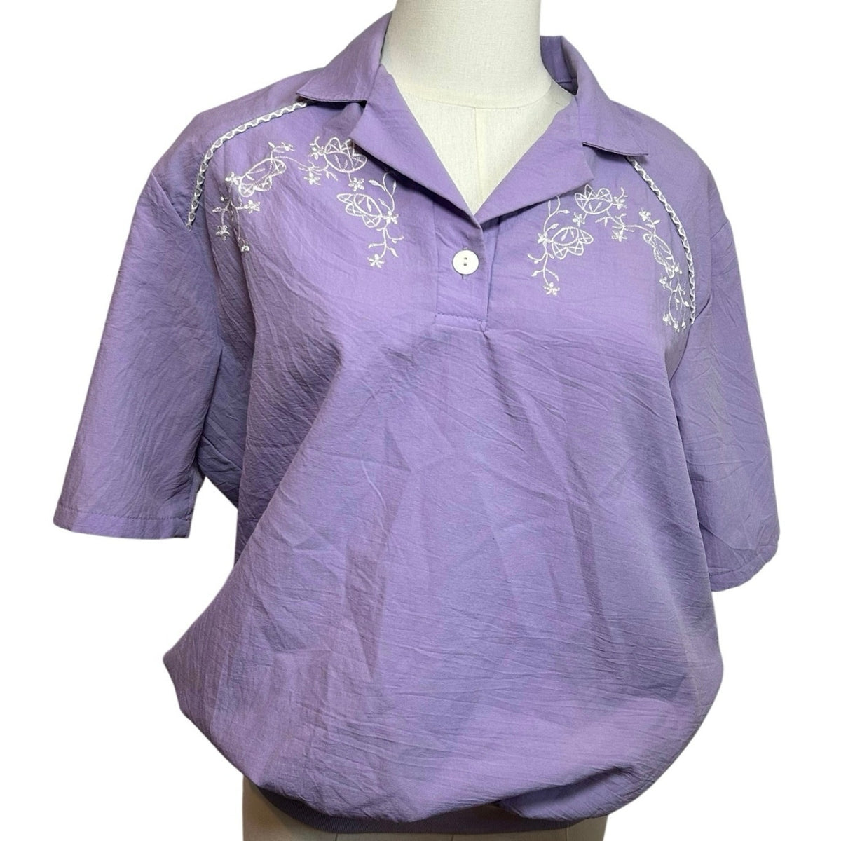 VTG 90s BonWorth Embroidered Floral Pullover Windbreaker Purple Small Gorpcore