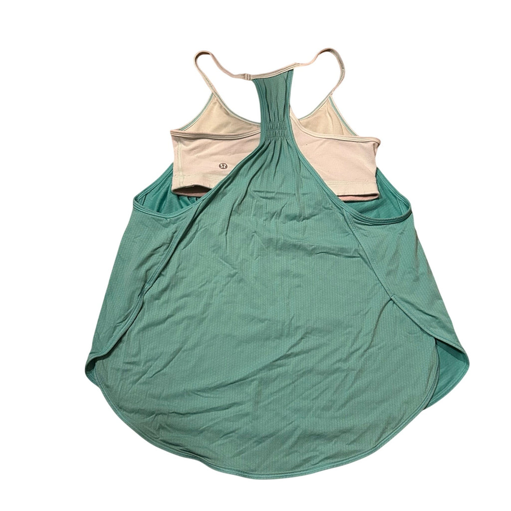 Lululemon No Limit Tank Teal Mint Green Size 4 Built In Bra 2-in-1 Clean Girl