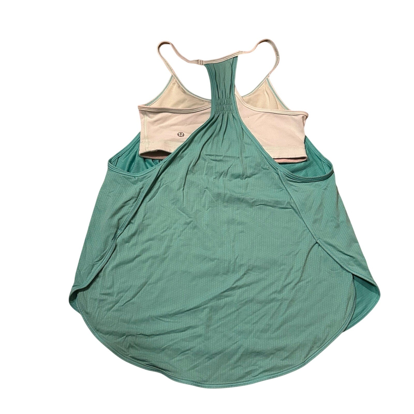 Lululemon No Limit Tank Teal Mint Green Size 4 Built In Bra 2-in-1 Clean Girl