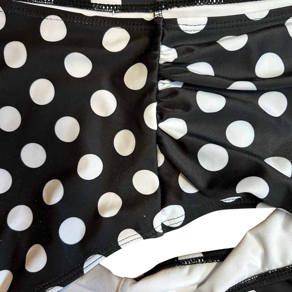 Black White Polka Dot High Waist Bikini Bottom Retro Swim XL Coquette Twee Glam