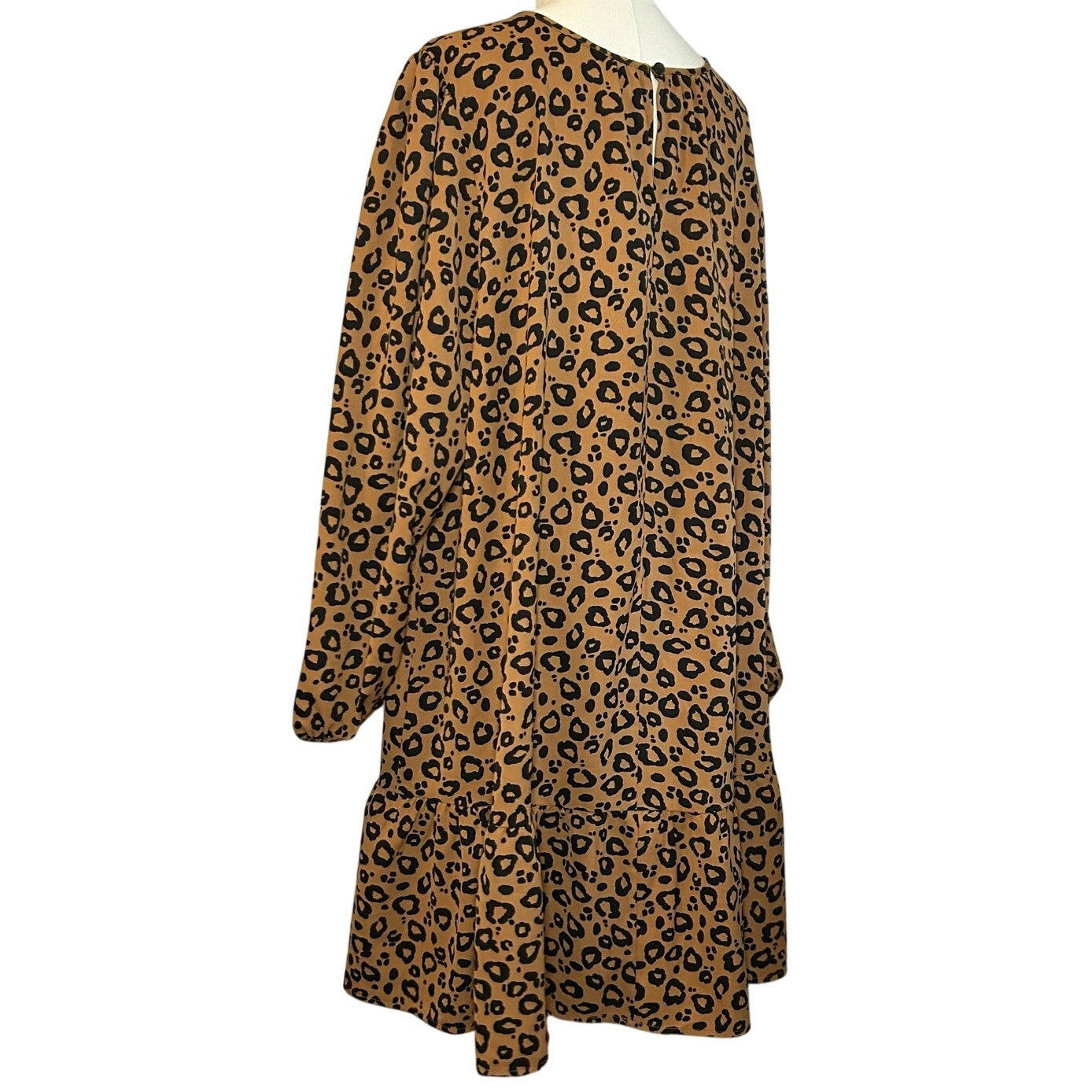 Ava & Viv Animal Print Ruffle Midi Dress Plus 2X Whimsigoth Boho Retro Cheetah