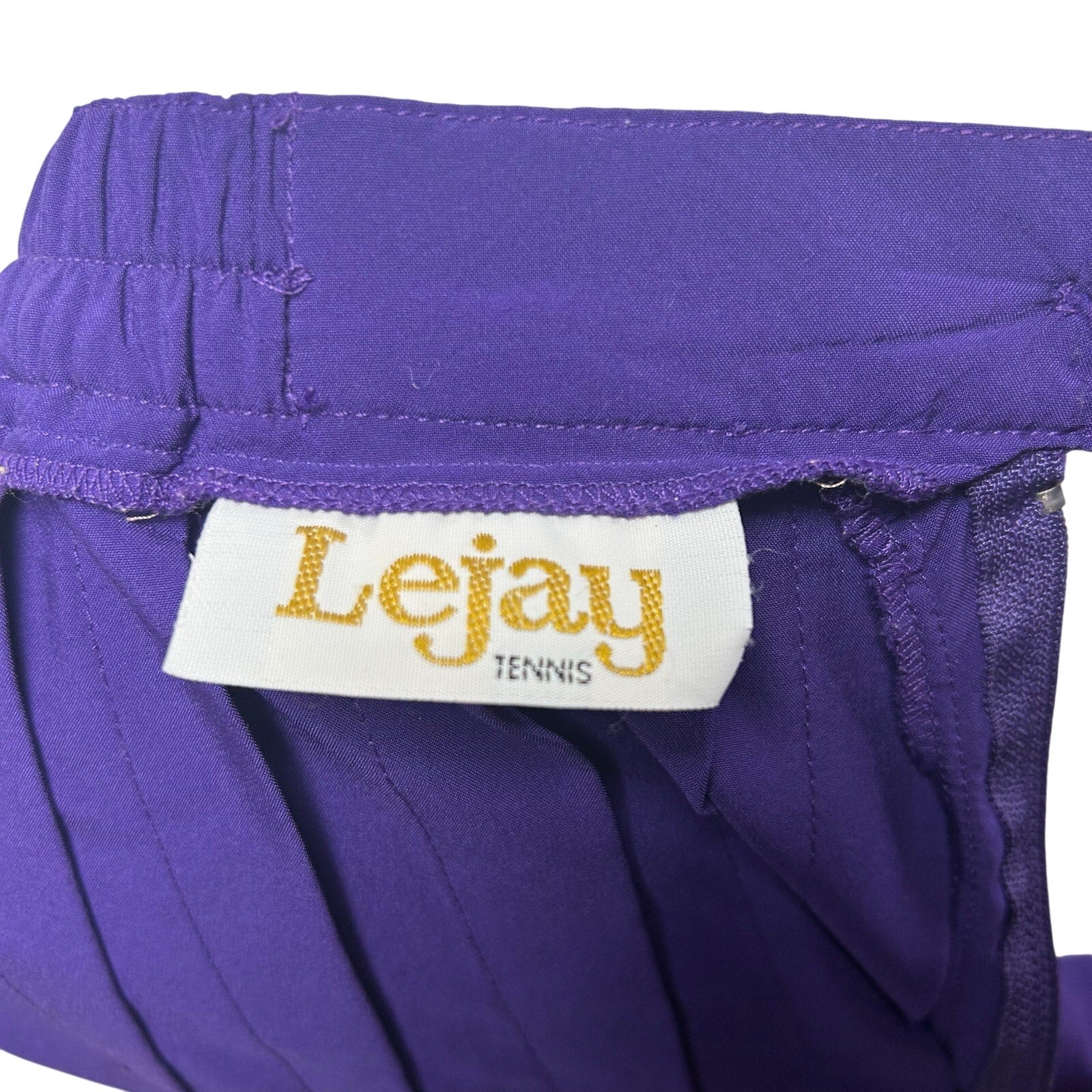 VTG 80s Lejay Purple Pleated Mini Skirt M Tennis Activewear Preppy Retro Casual