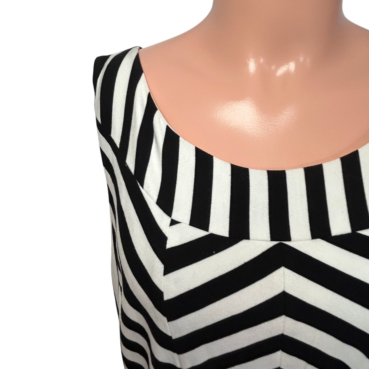 Vera Wang Black White Geometric Sleeveless Cocktail Dress 14 Goth Monochrome