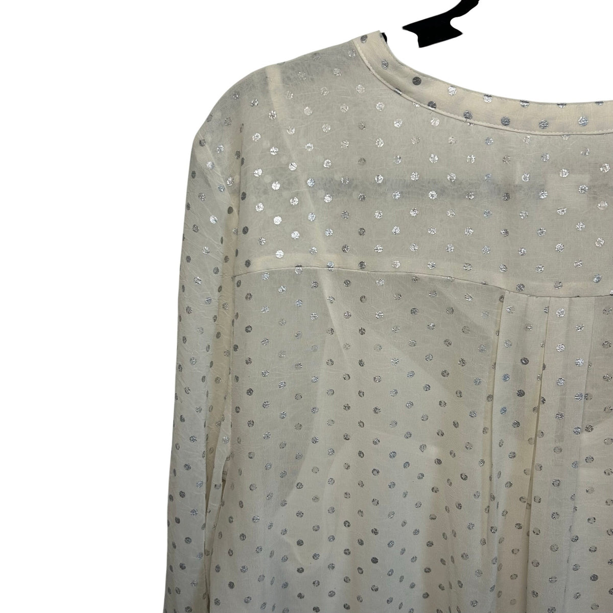 Liz Claiborne Polka Dot Blouse XL White Silver Vintage Cami Overlay Retro Top