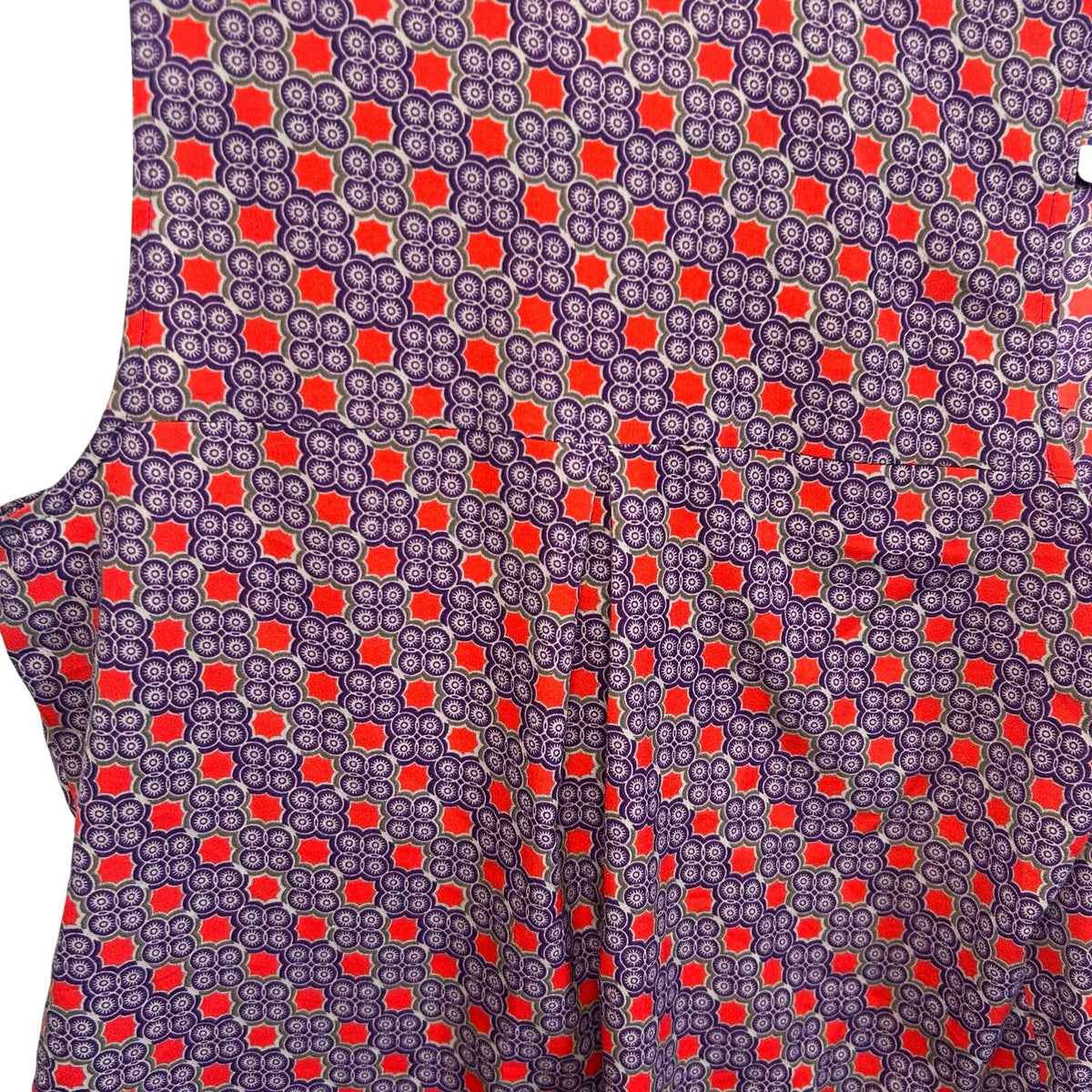 Ann Taylor Purple Red Geometric S Sleeveless Button Down Top Casual Preppy Retro