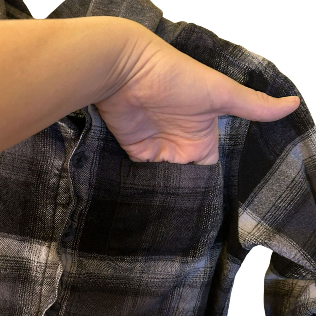 Wonder Nation Boys 8 Gorpcore Hooded Flannel Shirt Plaid Grunge Utility Layer