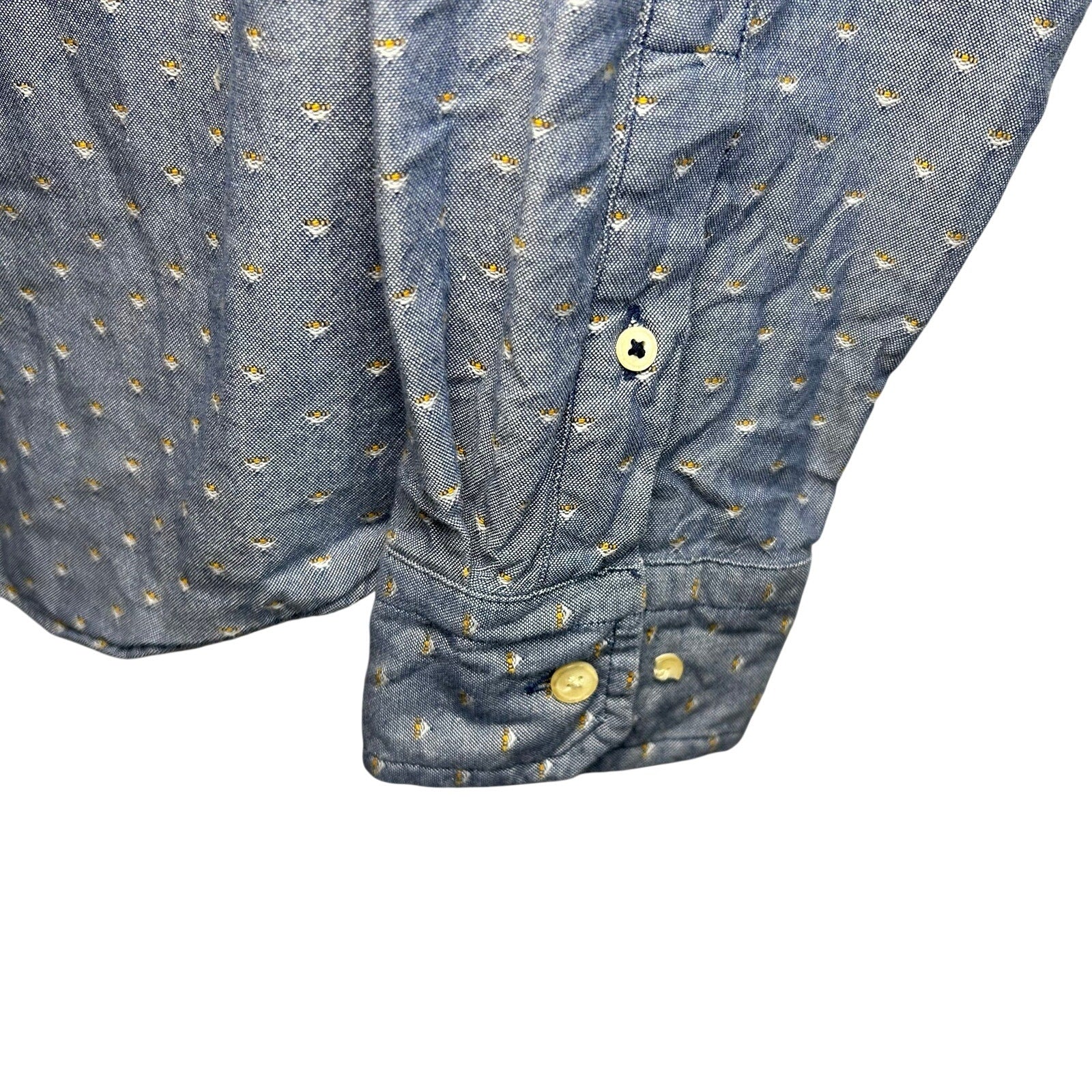 Nautica Mens L Large Slim Fit Blue Dobby Weave Long Sleeve Shirt Preppy Casual
