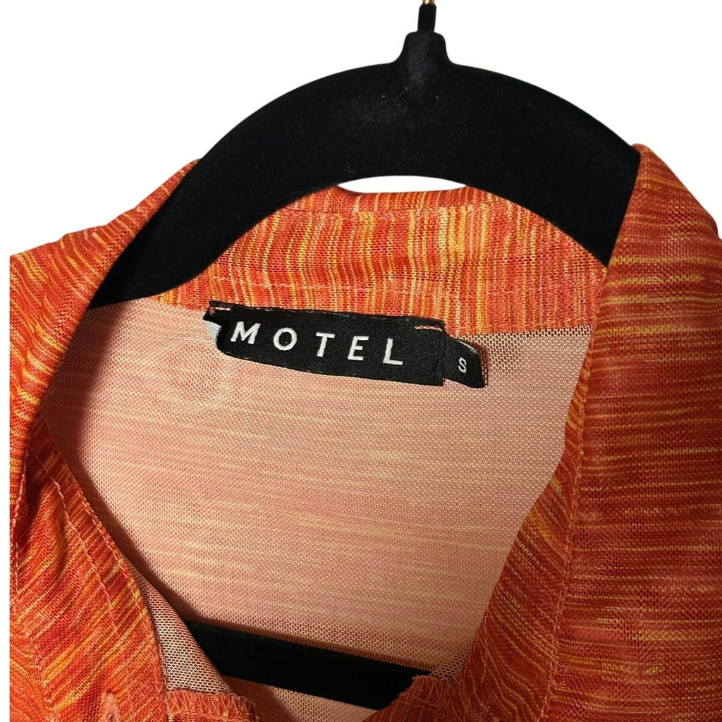 VTG Y2K Motel Rocks Orange Mesh Graphic Crop Top Fairy Grunge Goth Indie Small