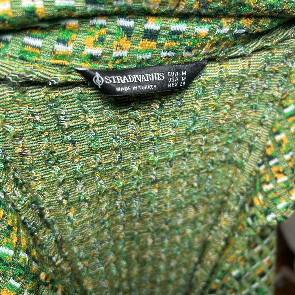 Stradivarius Green Long Sleeve Knit Dress M Minimalist Preppy Retro Streetwear