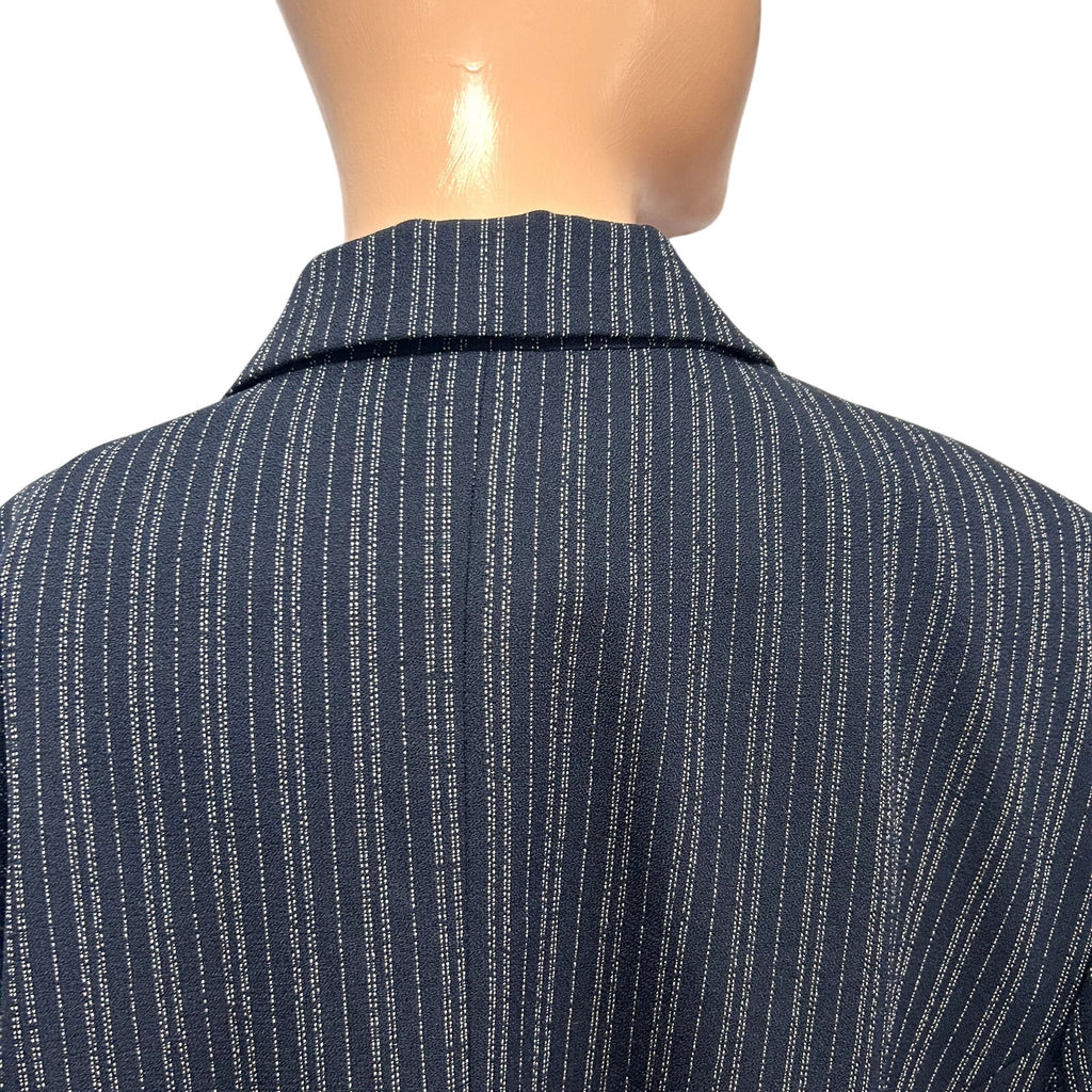 Karen Scott 18 Navy Blue Pinstripe Single Breasted Lined Career Blazer Jacket