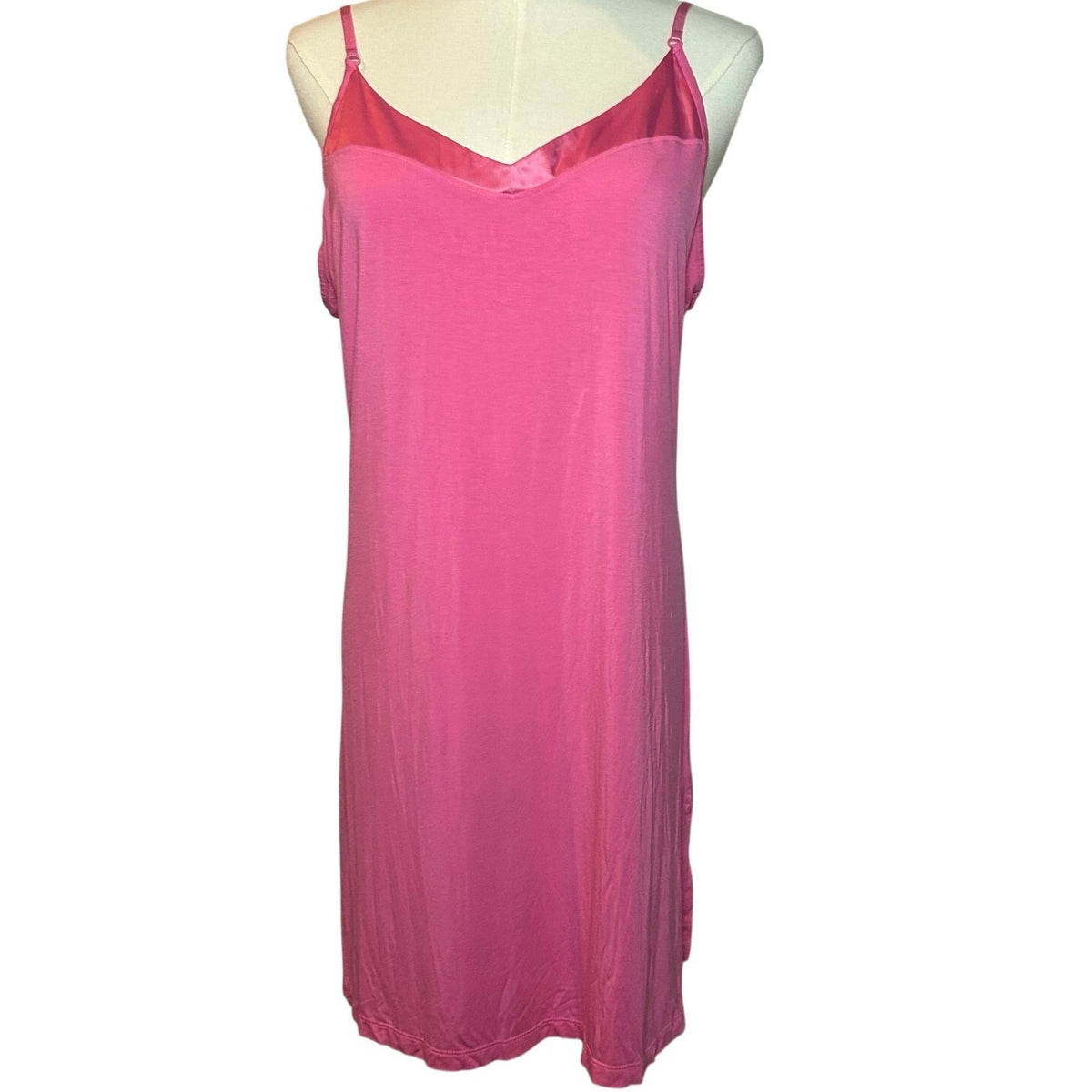 Soft Pink Bamboo Viscose Cami Nightgown Satin Trim Sleepwear Chemise Small