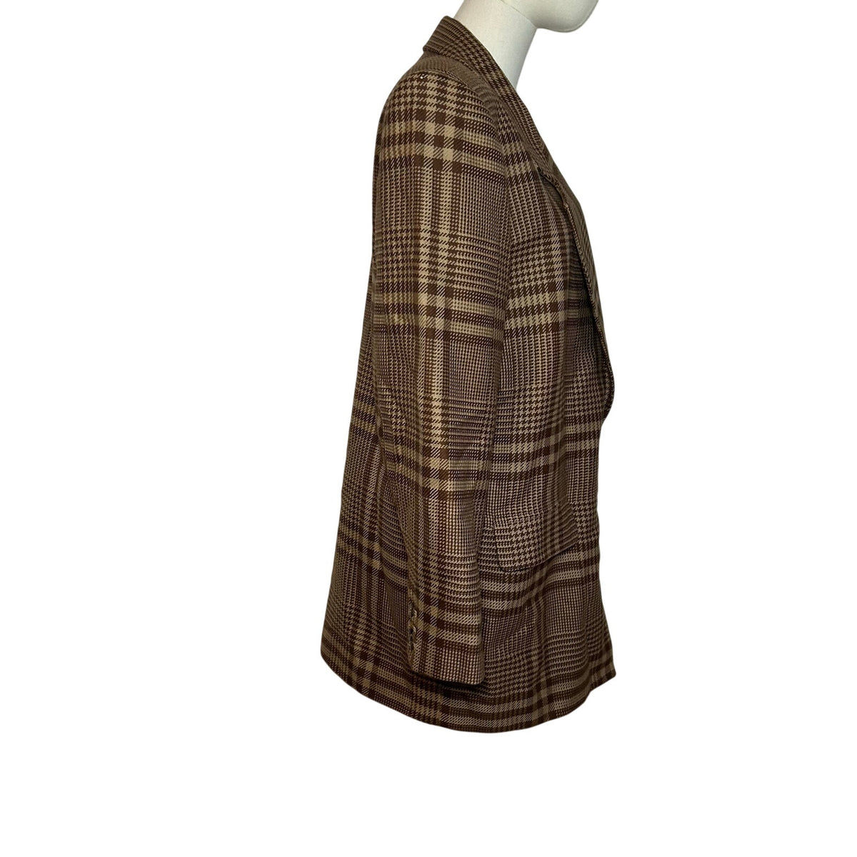 VTG 70s Liz Claiborne Wool Brown Plaid Blazer L Preppy Grunge Dark Academia