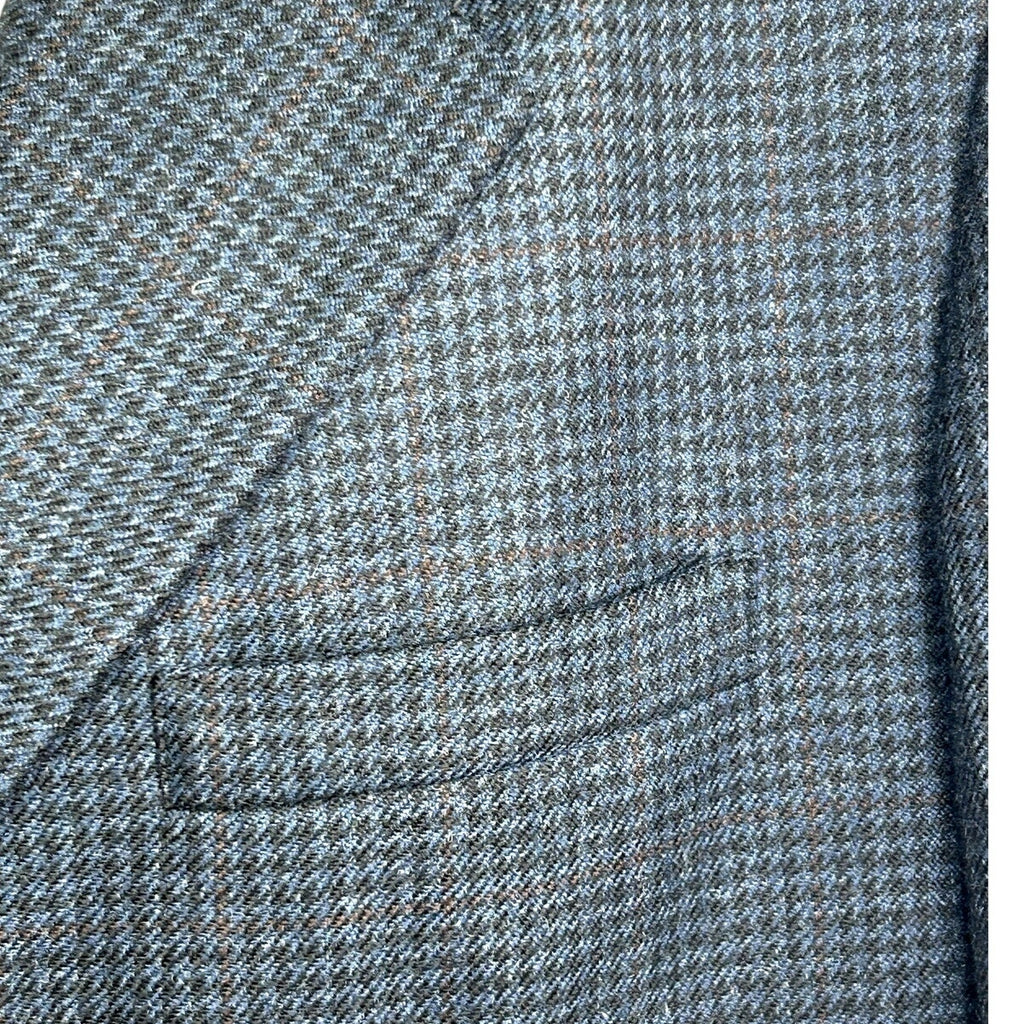 VTG Y2K Corporate Image 44 Blue Houndstooth Wool Blazer Sport Coat Preppy Luxury