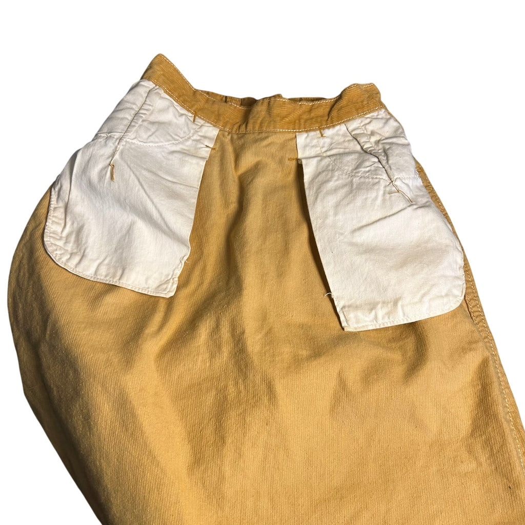 VTG 70s Wrangler Mustard Gold Corduroy Mini Skirt Petite XXS Western Boho Retro