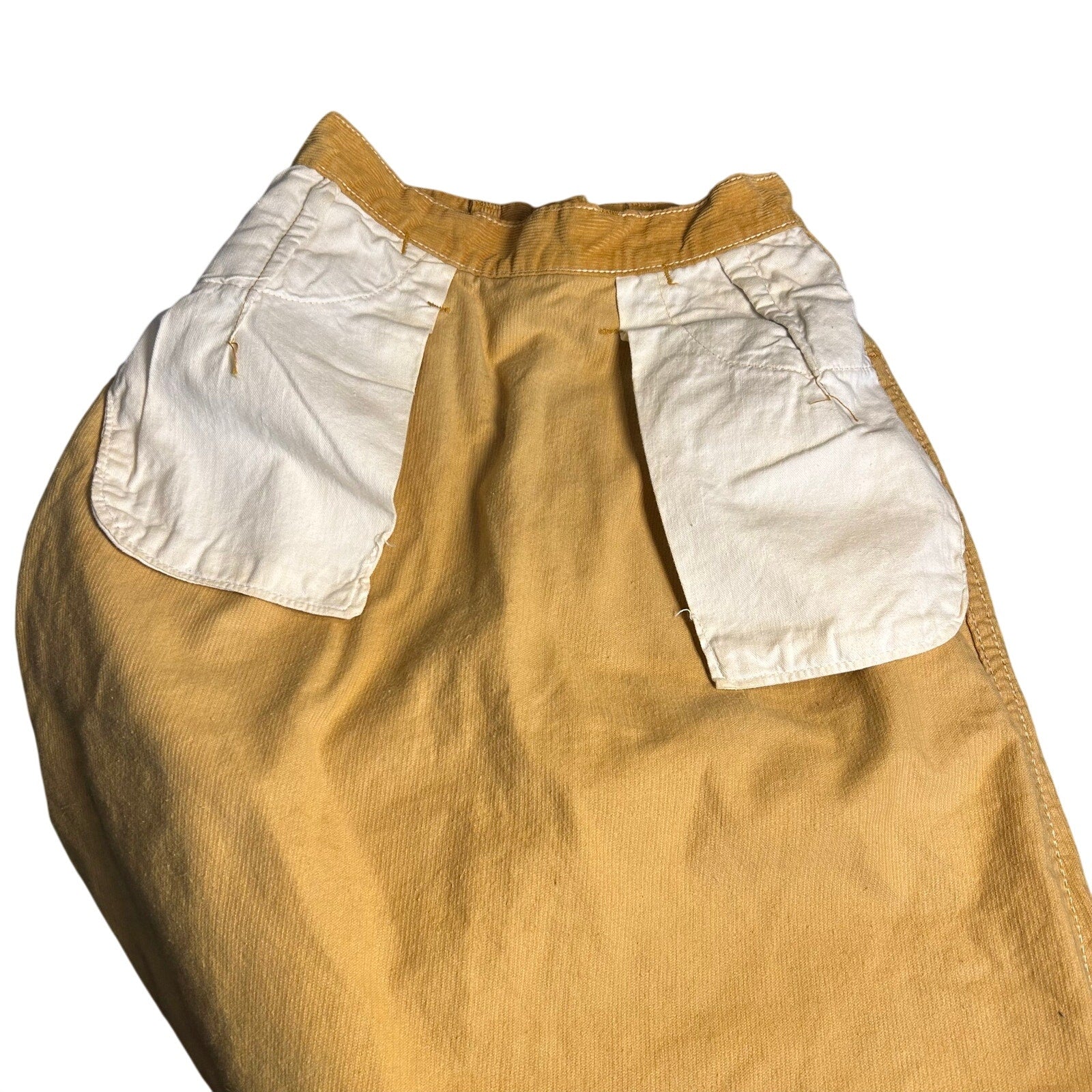 VTG 70s Wrangler Mustard Gold Corduroy Mini Skirt Petite XXS Western Boho Retro