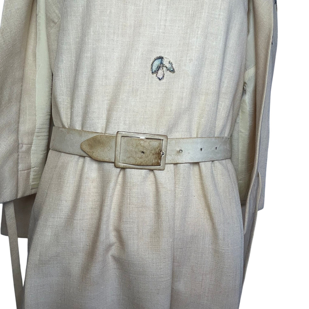 VTG 50s Hartnell Yellow Silk Applique Linen S Jacket Dress Set Feminine Wedding