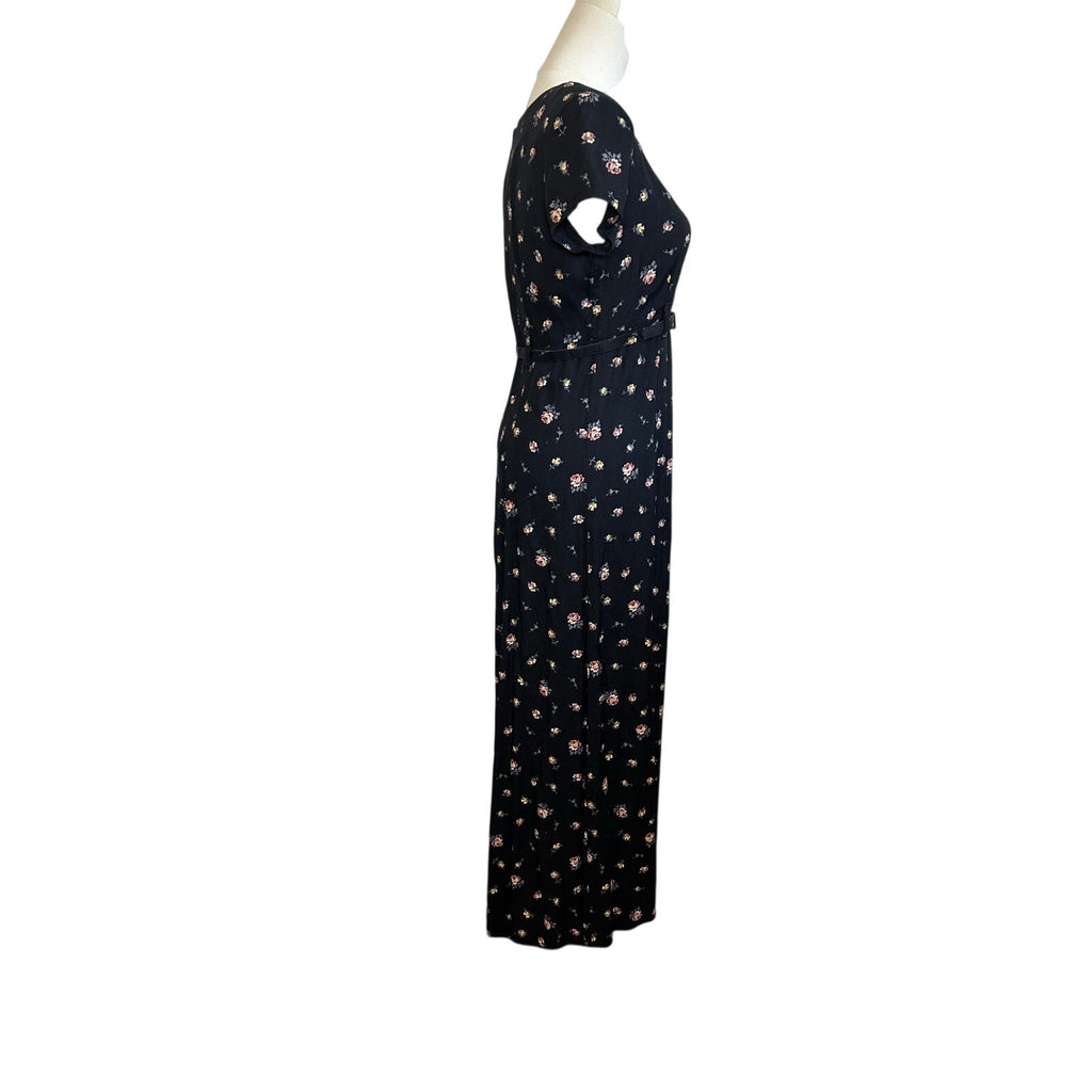 VTG 90s Decked Out Floral Belted Maxi Grunge Whimsigoth Medium Y2K Retro Boho
