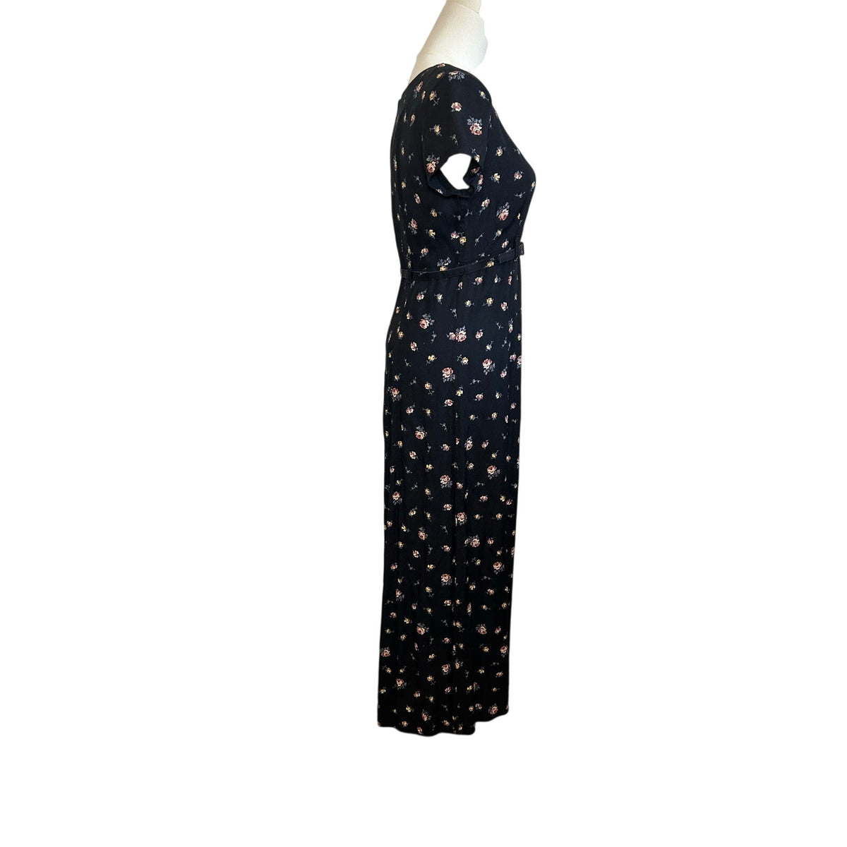 VTG 90s Decked Out Floral Belted Maxi Grunge Whimsigoth Medium Y2K Retro Boho