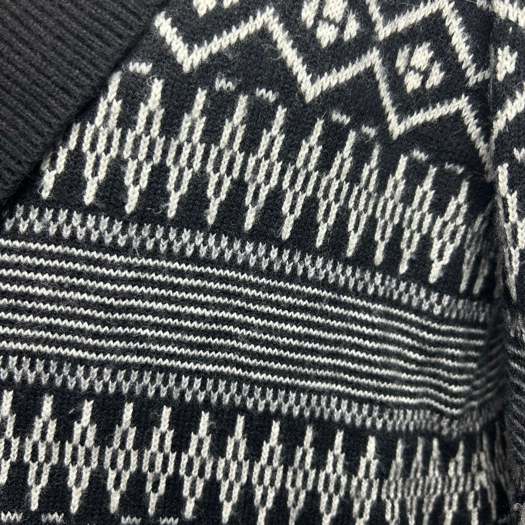Talbots Fair Isle Wool Blend Cardigan Black White Medium Dark Academia Preppy