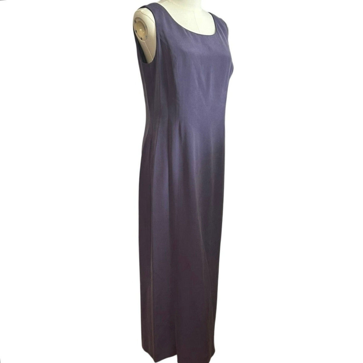 YL Yansi Fugel Purple Matte Crepe Column Maxi Dress Size 12 90s Minimalist Y2K