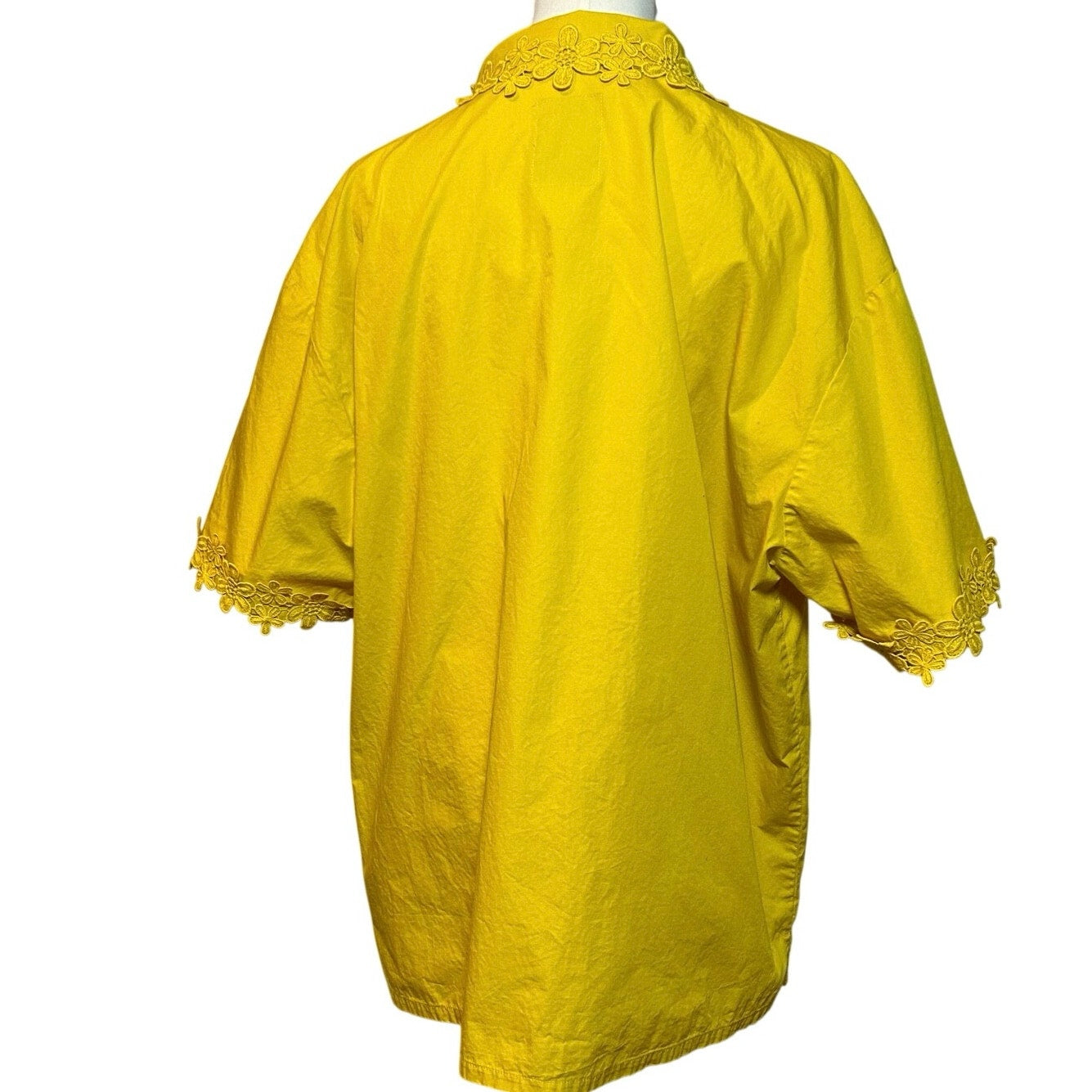 Savage X Fenty Yellow Floral Lace Trim 100% Cotton Shirt Plus Size 2X