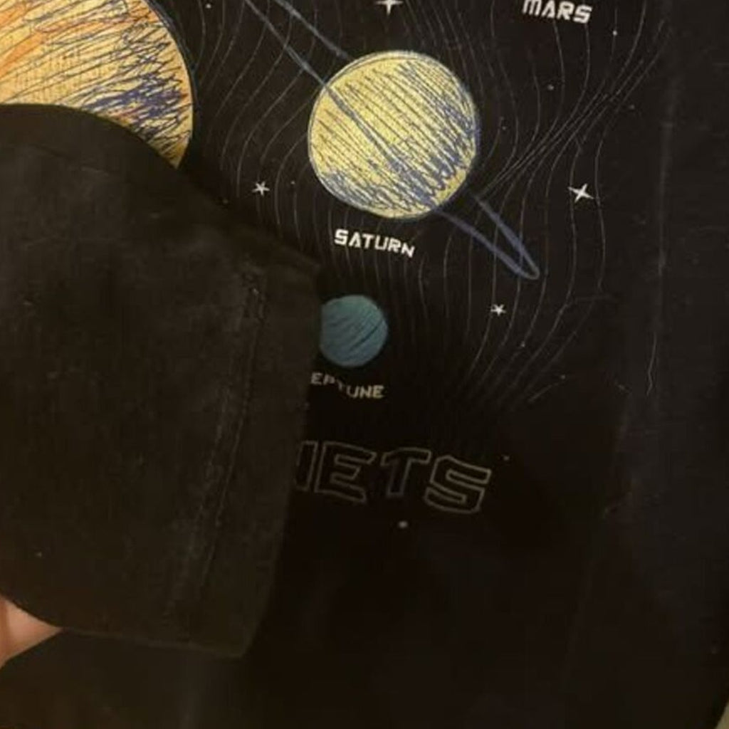 Wonder Nation Boys Solar System Shirt Size 8 Black Long Sleeve Science STEM Top